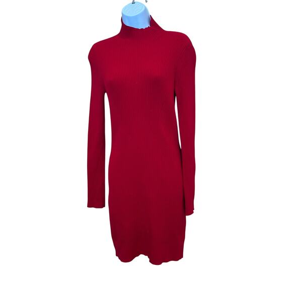 Ramy Brook Red Mini Knit Dress MEDIUM Ribbed Work Bodycon Backless Designer $400 - Picture 5 of 10